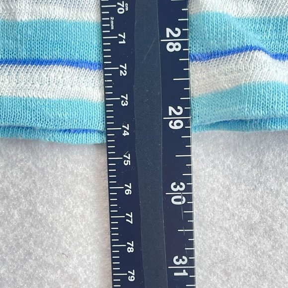 J JILL Womens M Blue White Striped Linen Beach Tunic Top Short Sleeve Casual - Picture 6 of 8